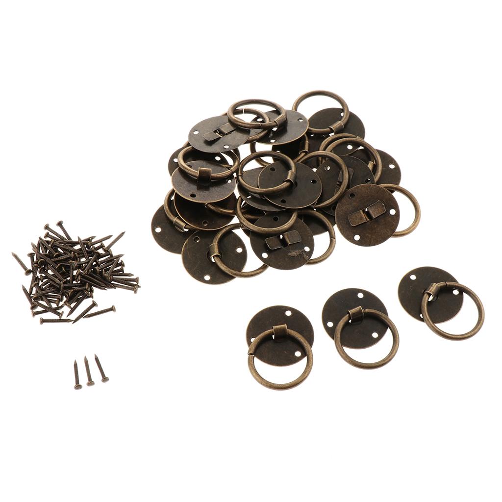 20Pcs Antique Pull Handle Knobs Cupboard Drawer Pull Brass Material