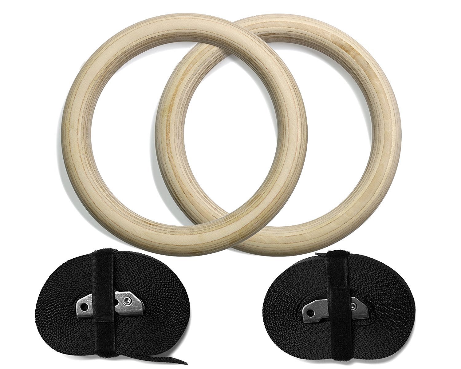 Vòng treo gỗ Gymnastic Rings Cleacco có vạch kẻ số , khóa cài thông minh tiện lợi , chắc chắn treo xà đơn , các bài tập dip rings , street workout , bảo hành 12 tháng - BORO SPORT