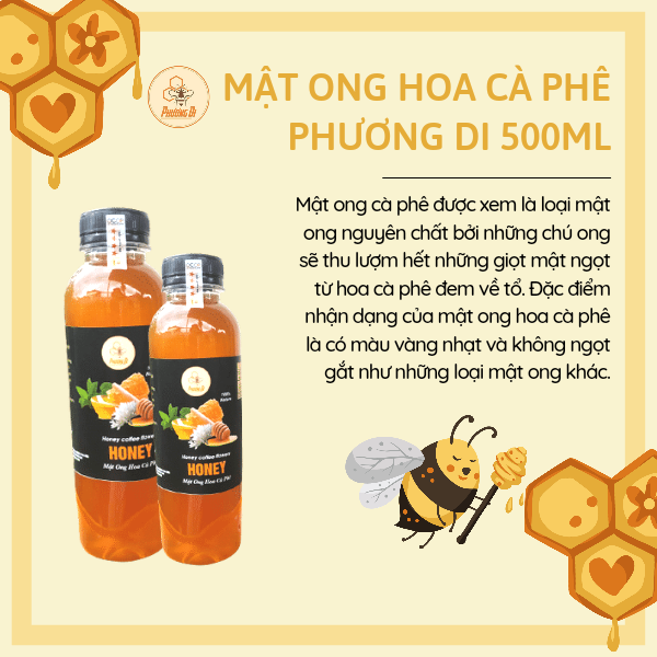 Mật ong Hoa Cà Phê Phương Di , nguyên chất 100% , đặc sản tây nguyên, sản xuất hoàn toàn tự nhiên, không phụ gia, chất bảo quản
