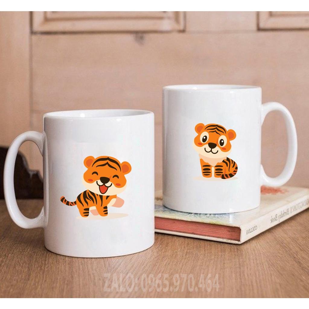 Ly Sứ Có Quai Họa Tiết Hình CON HỔ - In Hình Lên Ly Sứ, Cốc Theo Yêu Cầu - IN HÌNH LỚP, CÔNG TY