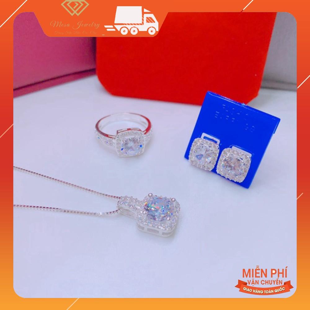 BỘ TRANG SỨC NỮ BẠC TA - BỘ ĐÁ VUÔNG