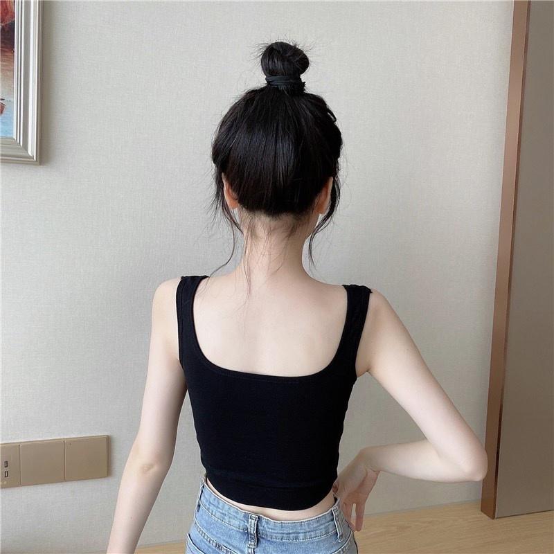 M58. (MIỄN SHIP) Áo 2 dây Thun Nữ Croptop Mềm Sẵn Đệm Ngực Siêu Hot 233