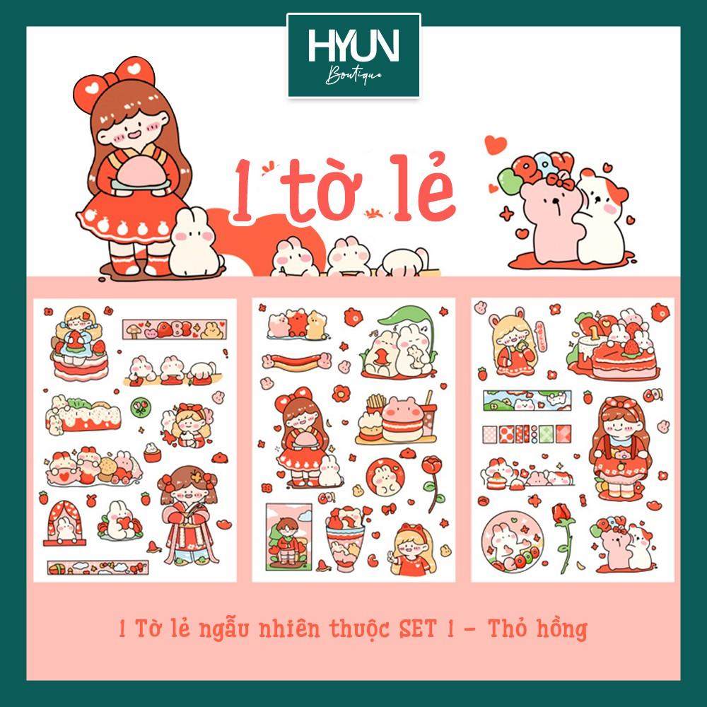 SET 6 tờ Sticker dán &amp; tờ lẻ - Bud Bunny  - Trang trí bullet journal DIY