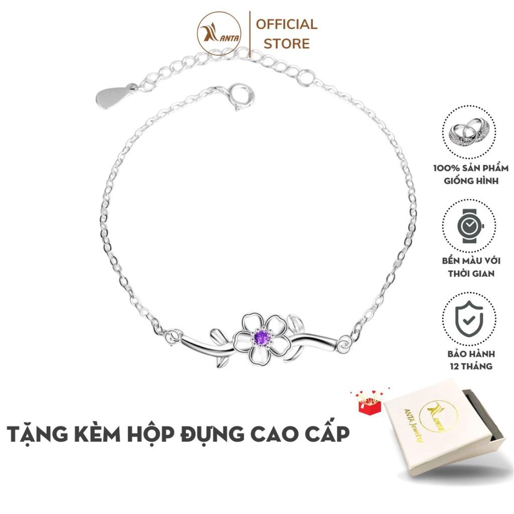 Vòng tay bạc kiểu dáng hoa đào xinh xắn phong cách Hàn Quốc mẫu 2 ANTA Jewelry - ATJ79014