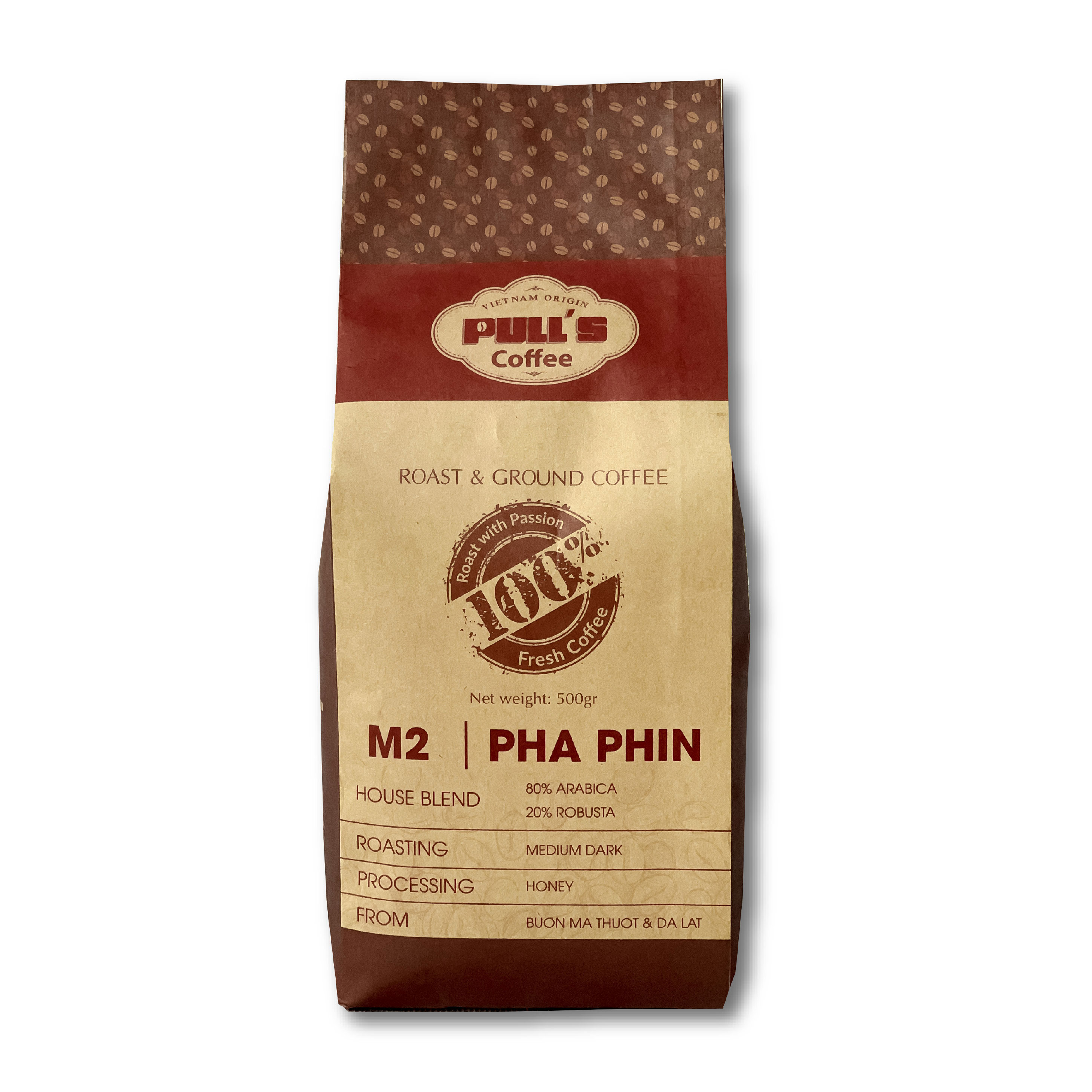 Cà phê nguyên chất Blend E1 Robusta - Arabica rang mộc, cafe hạt pha máy, cafe bột pha phin ngon chuẩn từ Pulls Coffee