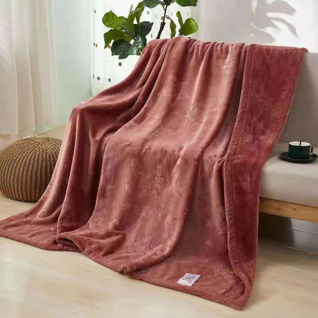 Chăn Lông Thỏ Dập Vân Nổi Sang Trọng - Màu Nâu Gạch