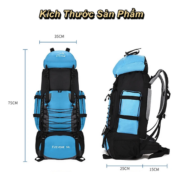 Cao cấp - Balo Leo Núi Phượt Du Lịch Max Volume 90L Backpack