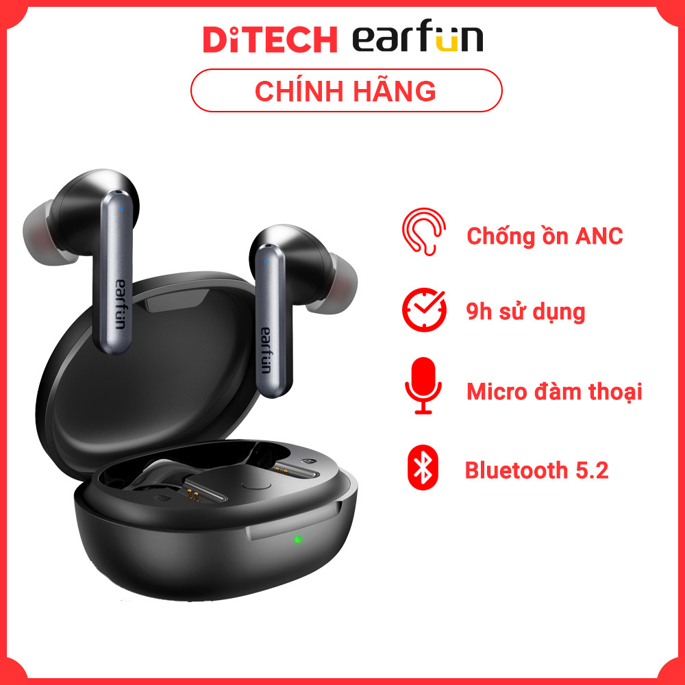 Tai nghe True Wireless EarFun Air S - Chống ồn chủ động ANC, Chip Qualcomm QCC3046, Bluetooth 5.2, CODEC apt-X, Microphone chống ồn cVc 8.0, Hỗ trợ chơi Game, Sạc không dây Qi - Hàng chính hãng