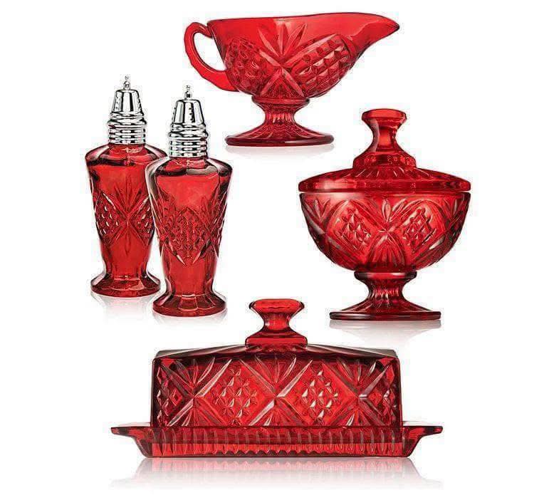 Set Pha Lê 5 Món Godinger Dublin Đỏ Mùa Lễ Hội Hàng chính hãng