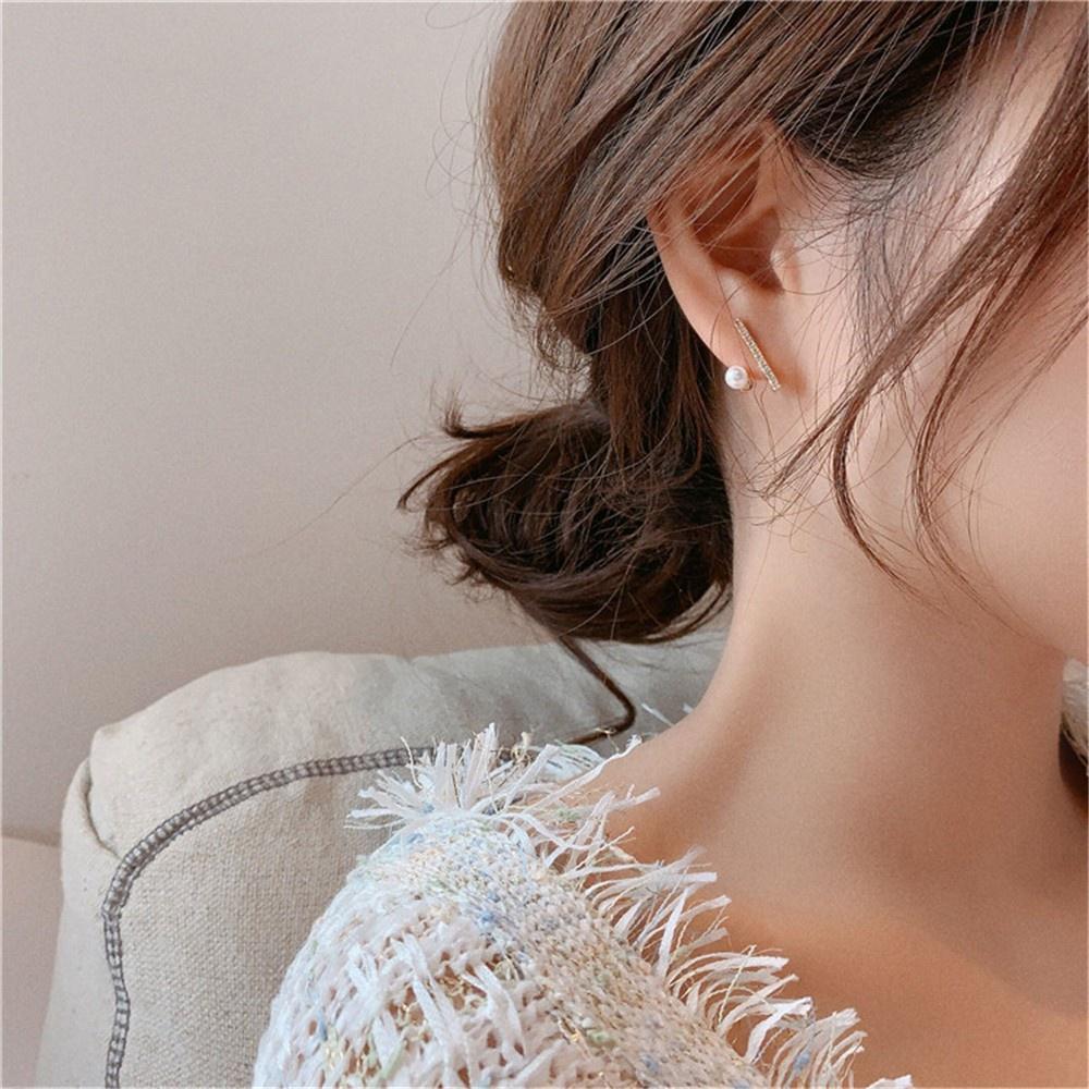 Bông tai giọt nước đính đá phong cách Hàn Quốc