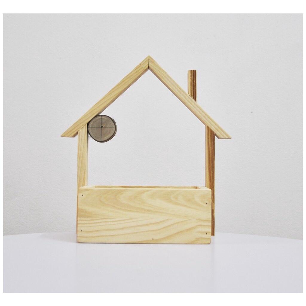 Giỏ Hoa Treo Tường Hình Ngôi Nhà Gỗ Decor Trang Trí Nhà Cửa Kích Thước 27x17.5x9.4cm TẶNG MÓC TREO