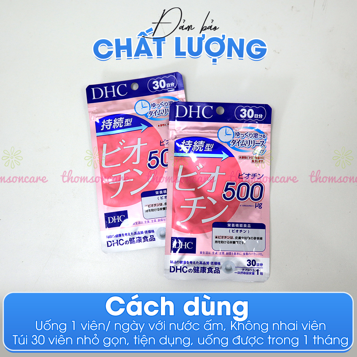 Viên uống Biotin Hoa Hồng từ DHC Nhật Bản - Kích thích mọc tóc cho nam, giảm rụng tóc cho phụ nữ sau sinh - gói 30 viên