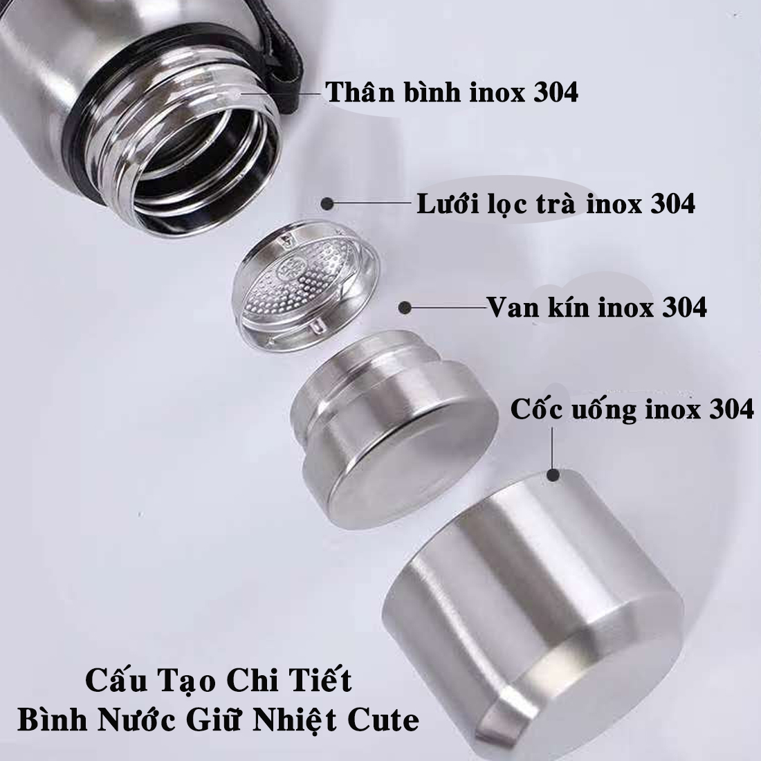 Bình Nước Giữ Nhiệt Cute 1000-1500ml Inox Giữ Nhiệt 8-12 Tiếng Có Nắp Uống, Lưới Lọc Trà, Ly Nước Giữ Nhiệt Nóng Lạnh Bình Nước Thể Thao Chính Hãng miDoctor