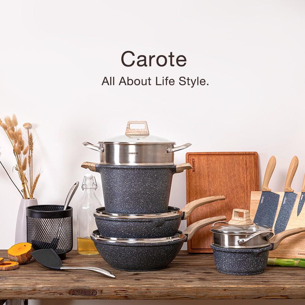 Chảo nấu nước sốt chống dính Carote Essential Woody Saucepan 16/18cm có nắp đậy Phù hợp cho mọi loại bếp kể cả bếp từ