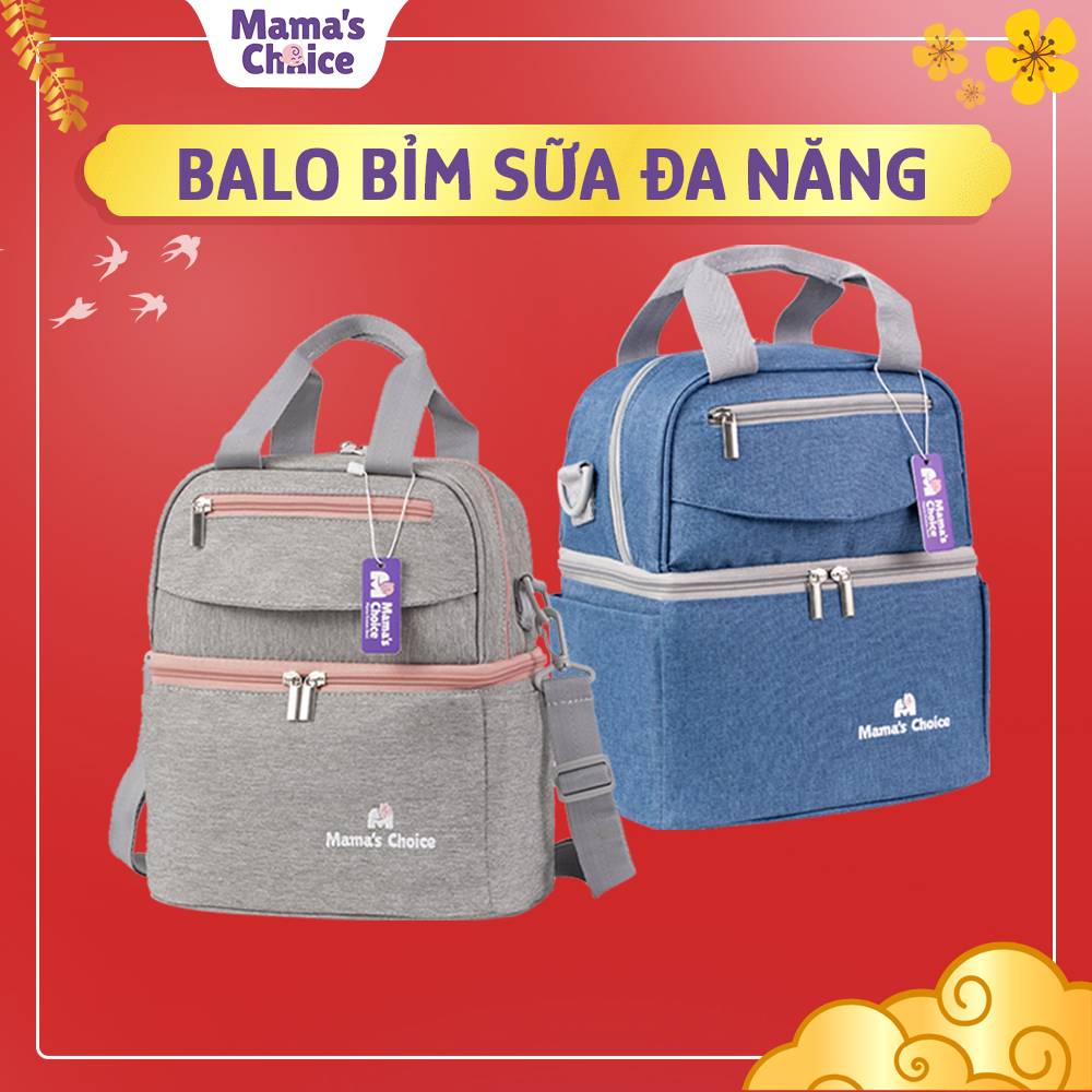 Balo Bỉm Sữa Cao Cấp Mamas Choice 4in1  Balo Cho Mẹ Bỉm Sữa và Bé Yêu  Lớp Giữ Nhiệt Dày Dặn và Chống Thấm  Nhiều Ngăn Siêu Tiện Dụng - Xanh Jean