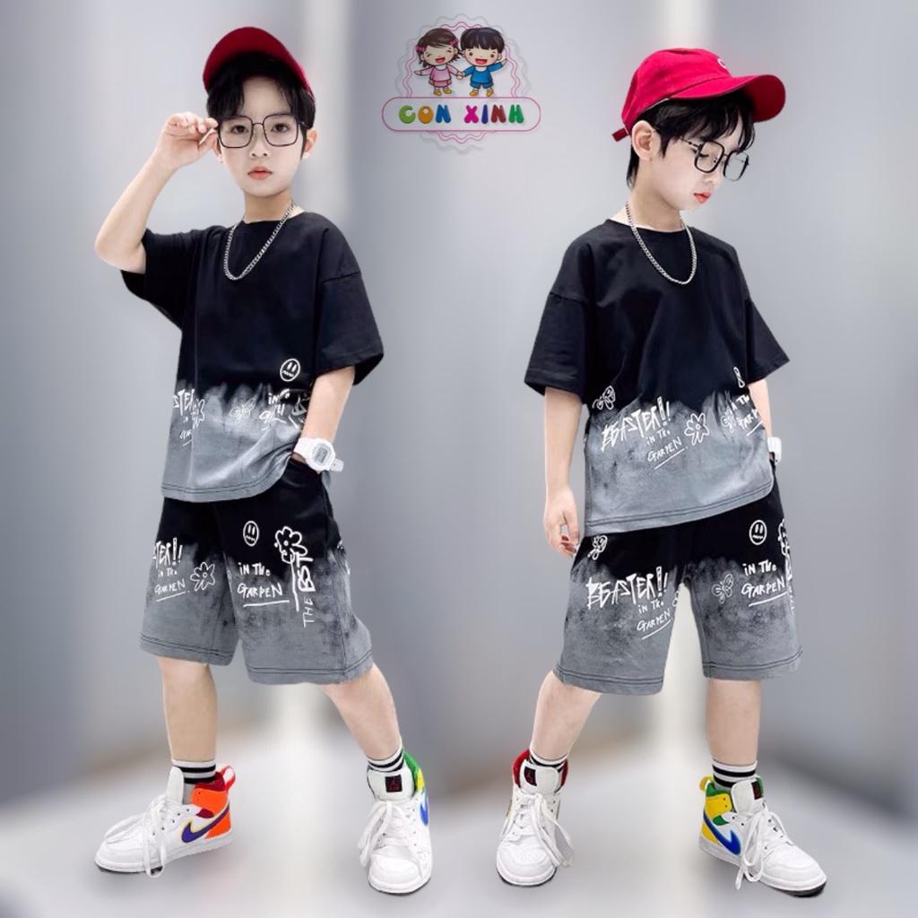 Đồ bộ bé trai Con Xinh cotton in loang IN GARDEN, thời trang mùa hè dành cho bé trai từ 14 đến 45kg