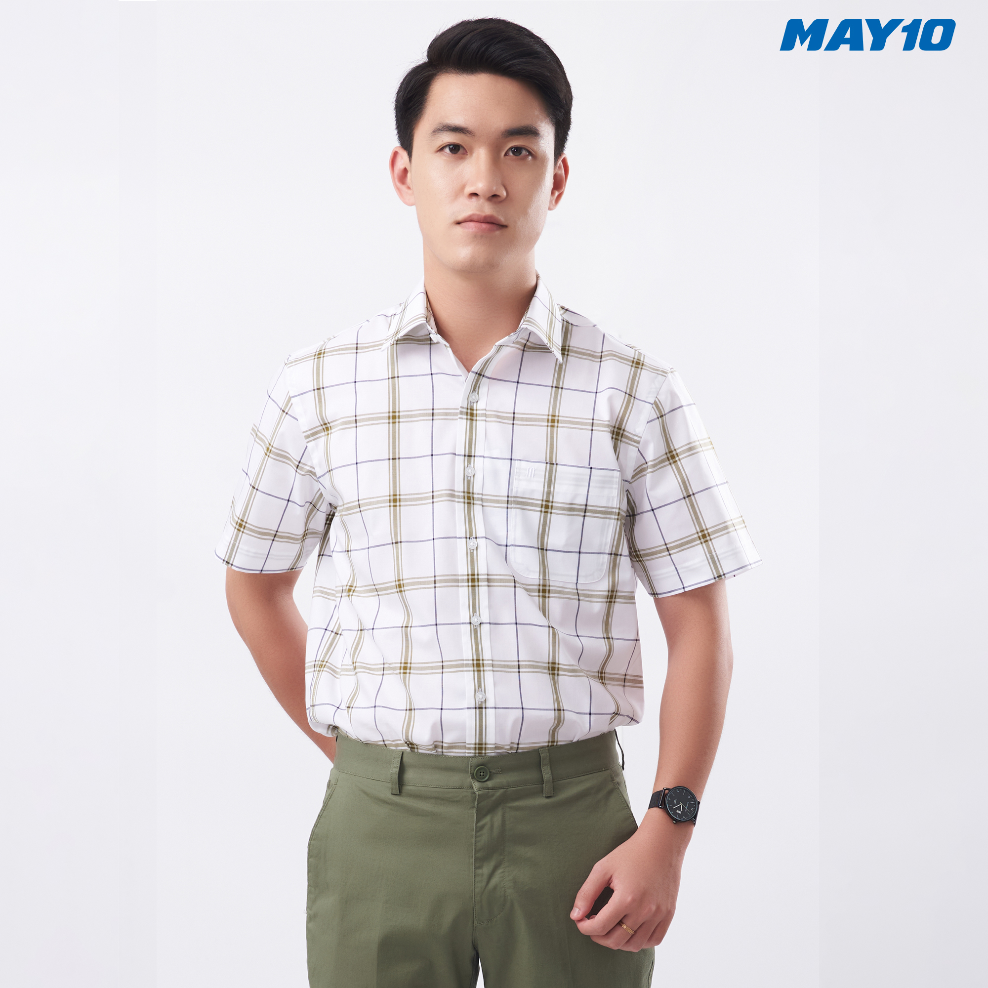 Áo sơ mi nam cộc tay May 10 form Regular mã 010121073 495