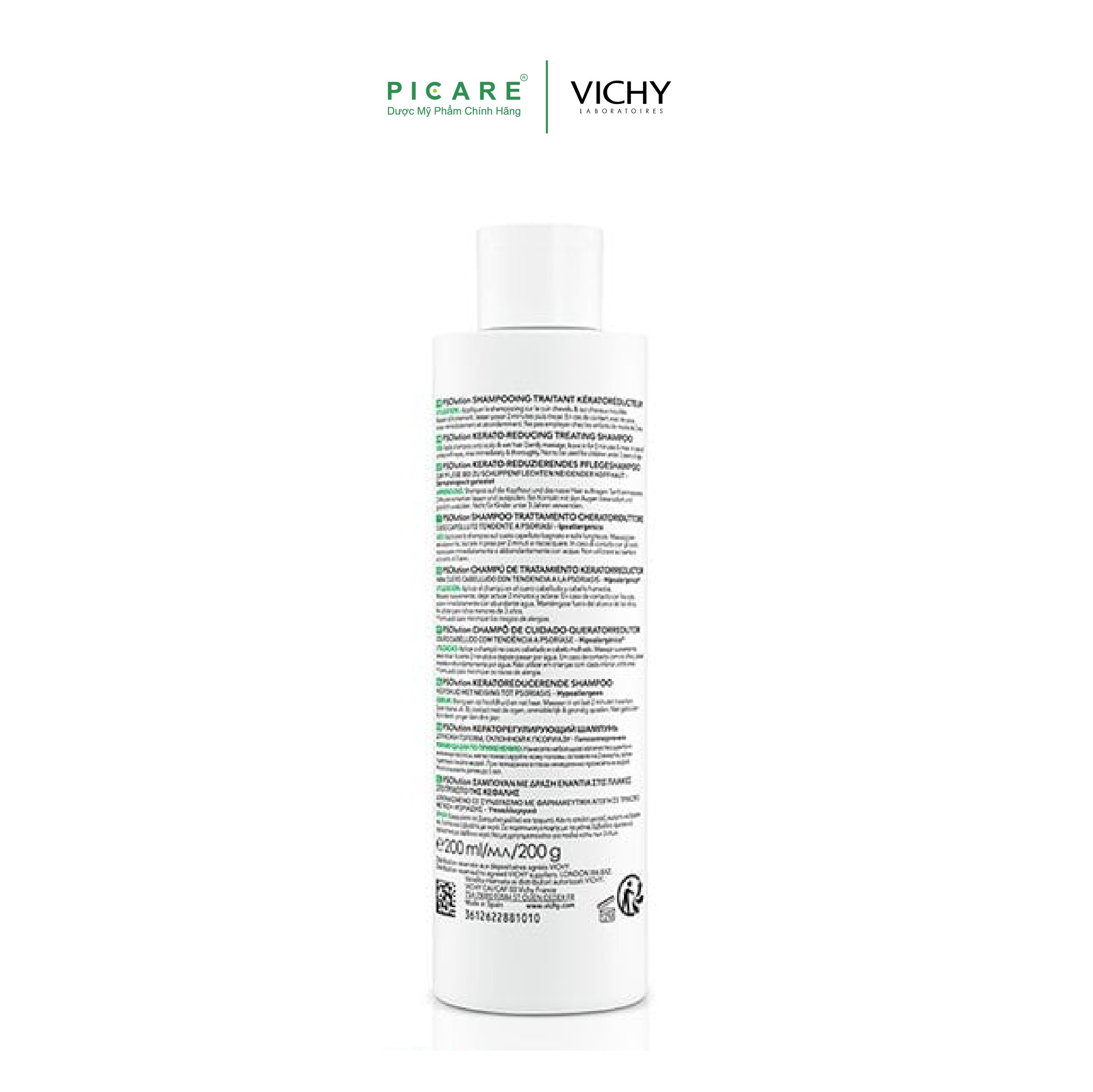 Dầu Gội Vichy Giảm Tình Trạng Bong Tróc Cho Da Đầu Gàu Và Ngứa Dercos PSOlution Keratoreducing Treatment Shampoo 200ml