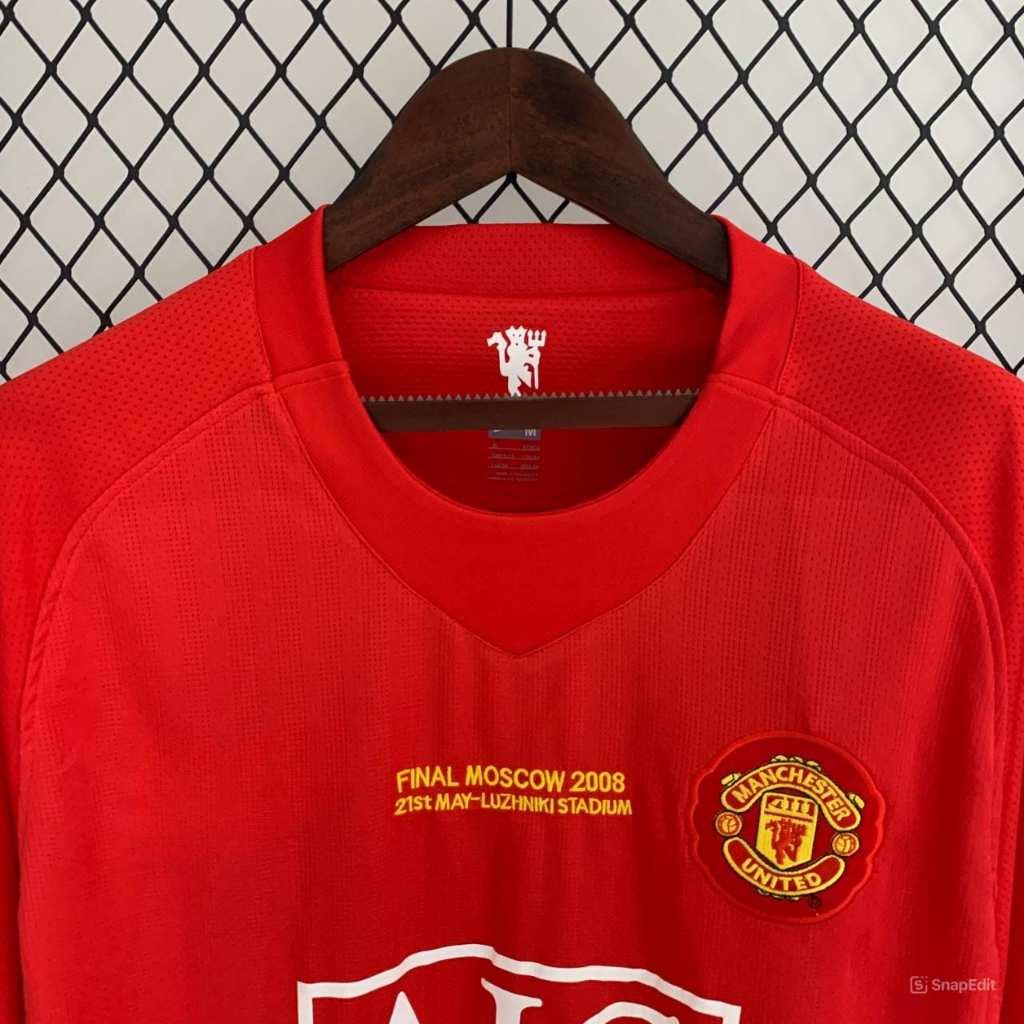 Áo Bóng Đá Retro Manchester United 2008 Dài Tay - Sân Nhà In Tên Ronaldo Số 7 bản cao cấp vải Cotton Polyester