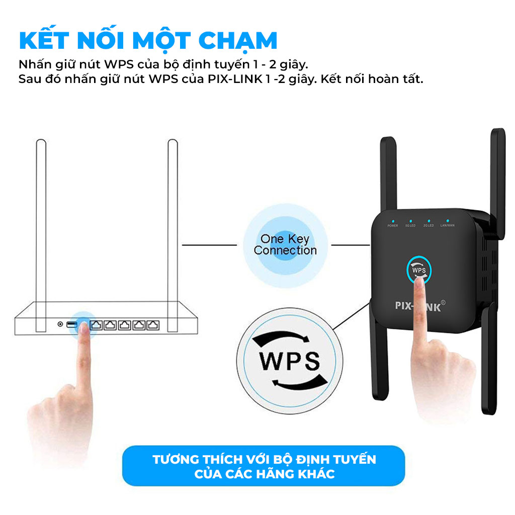 Bộ kích sóng Wifi 5G PIX-LINK LV- AC24 Pro Tần Số Kép AC 1200 Mở Rộng Vùng Phủ Sóng Thêm 50m cực Khỏe - Hàng Chính Hãng