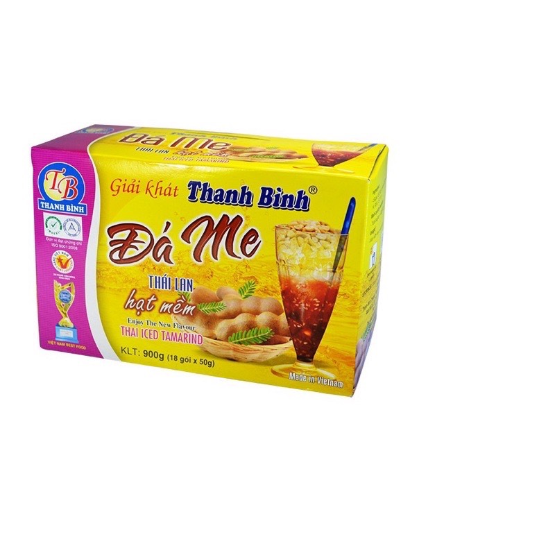 Đá me hạt mềm Thanh Bình - Hộp giấy 900g(18gói x50g), giải khát, tăng đề kháng, bổ sung Vitamin