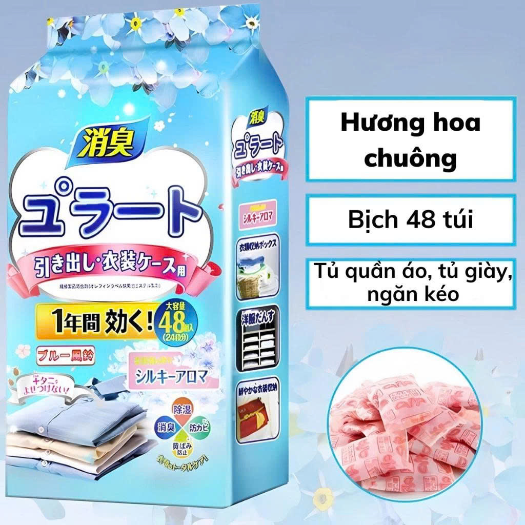 48 gói hút ẩm chống mốc dạng treo dùng cho tủ quần áo tủ giầy giúp hút ẩm quần áo tránh bị ẩm mốc