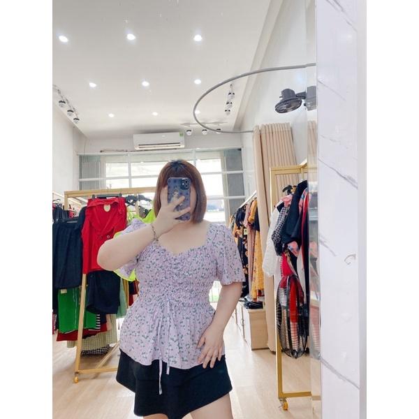 Áo nhún hoa nhí Bigsize tay ngắn 50-85kg form peplum. Hình thật Bụ Bẫm shop