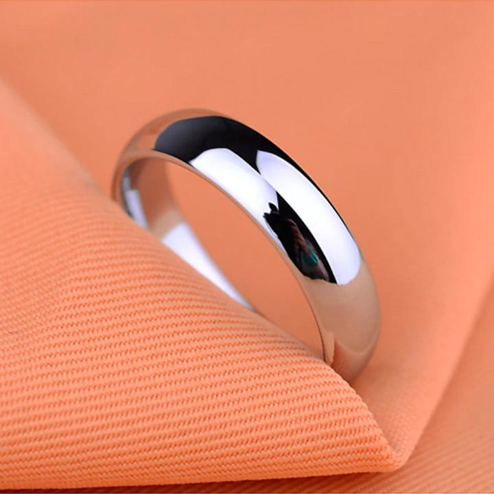 Nhẫn inox bản mo tròn 4mm đẹp, khồng đen, hợp thời trang - Tặng hộp đựng xinh xắn