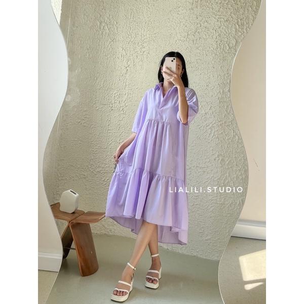Đầm form rộng cổ sơ mi-Thiết kế từ