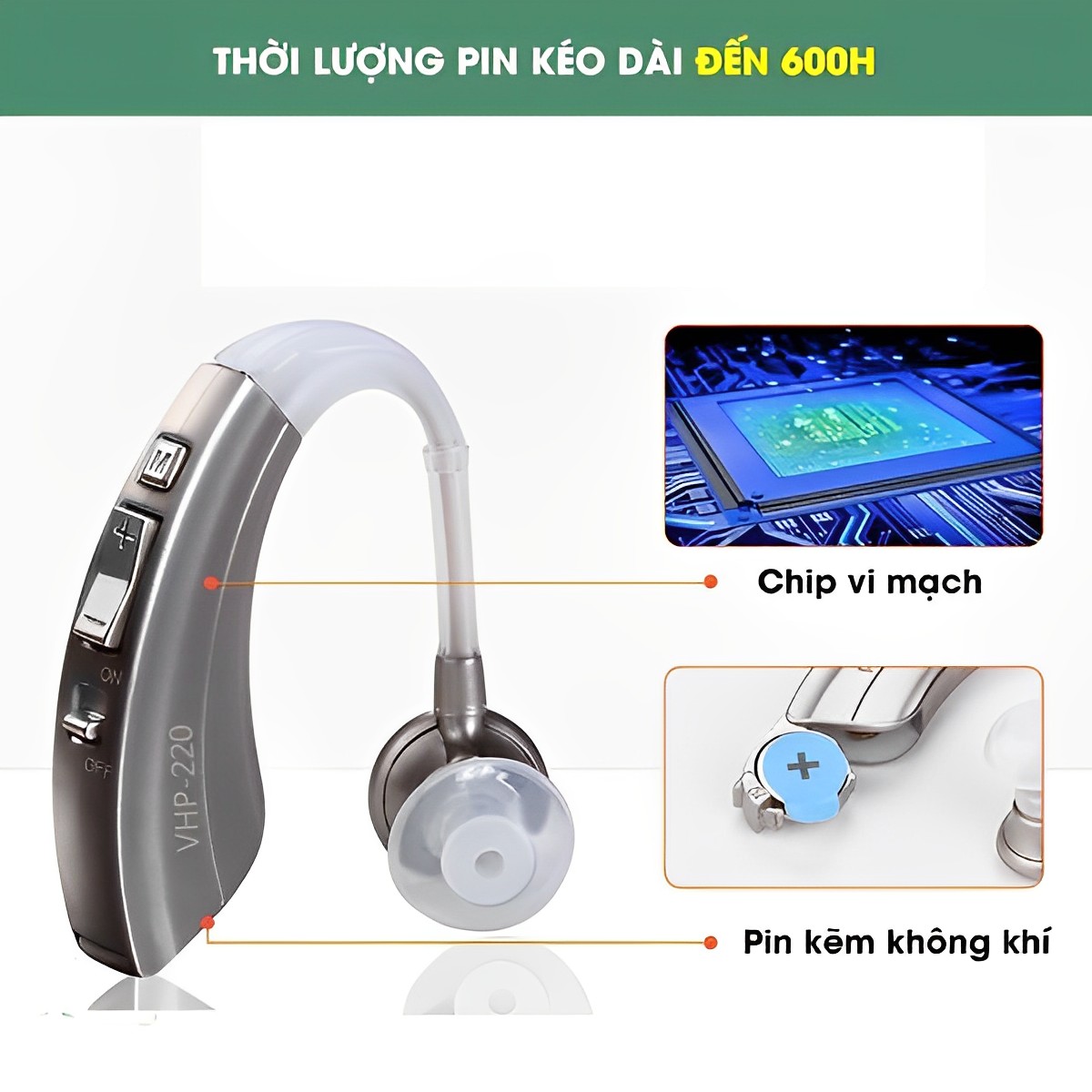 Máy trợ thính không dây cho người già VHP 220,tai nghe trợ thính,lọc tiếng ồn và khuếch đại âm thanh lớn hỗ trợ cho những người bị điếc nặng hay thính lực suy giảm ở mức độ nặng