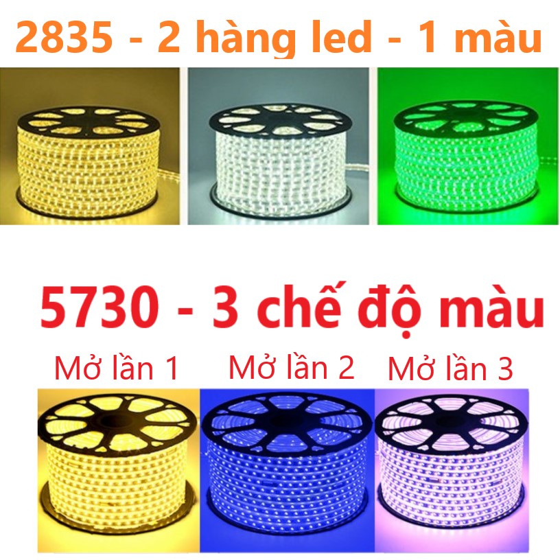 Đèn led dây 2835 loại 2 hàng led chống nước trang trí trong nhà ngoài trời [20 mét tặng kèm nguồn