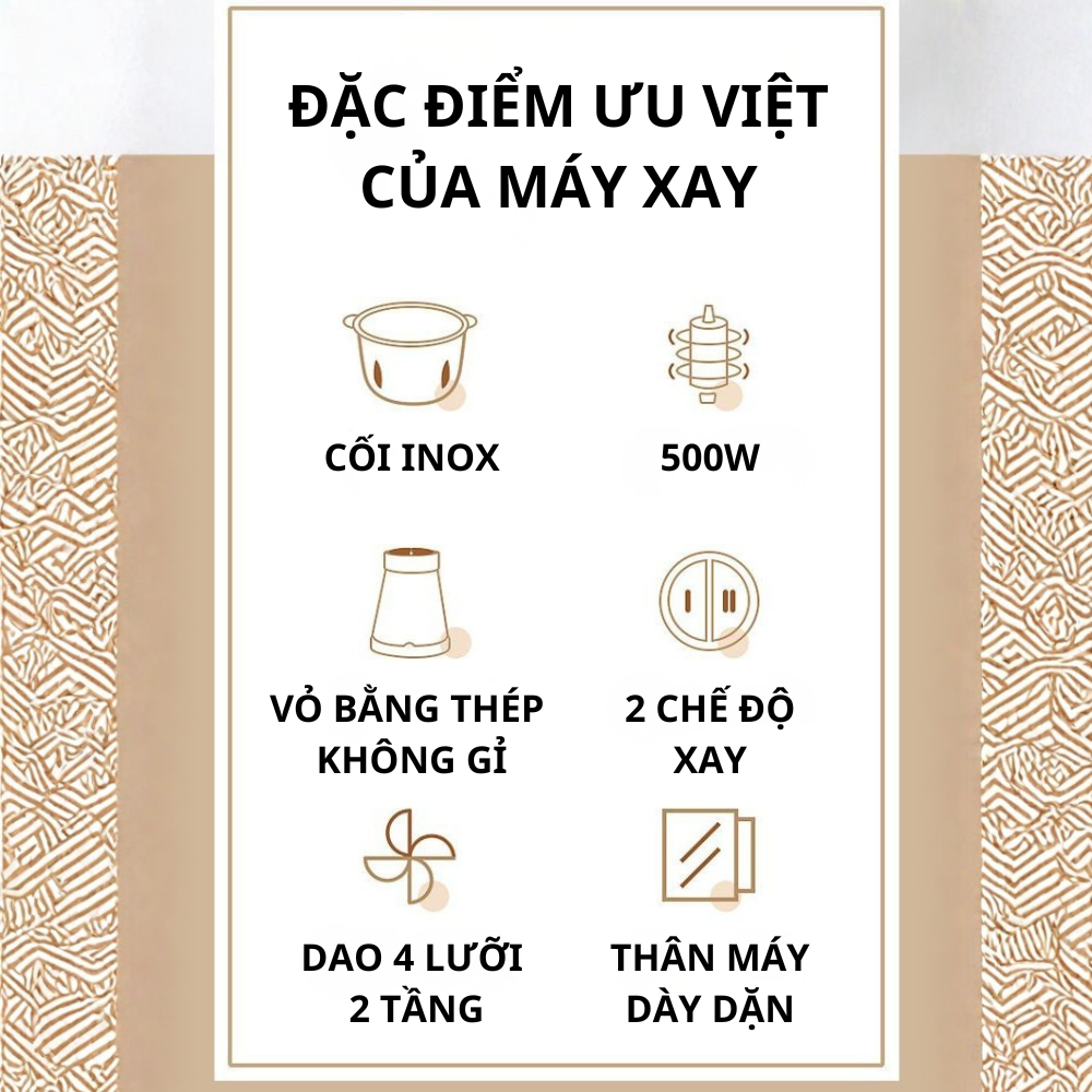 Máy xay thịt, máy xay sinh tố, xay đa năng Lumabella B-5002, công suất lớn 500W,cối 2L loại Inox304 - HÀNG CHÍNH HÃNG