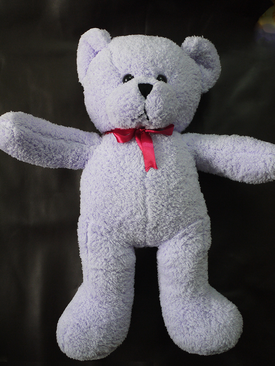 Thú Nhồi Bông Gấu Teddy Tím Lông Xù Siêu Mềm Đeo Nơ 62cm TFH00134