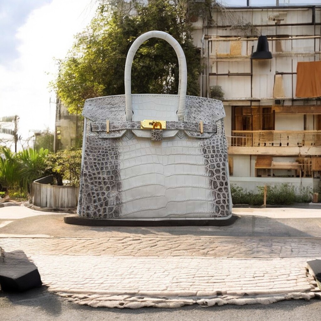 Túi xách cá sấu nữ màu Trắng tro cao cấp Loại 1