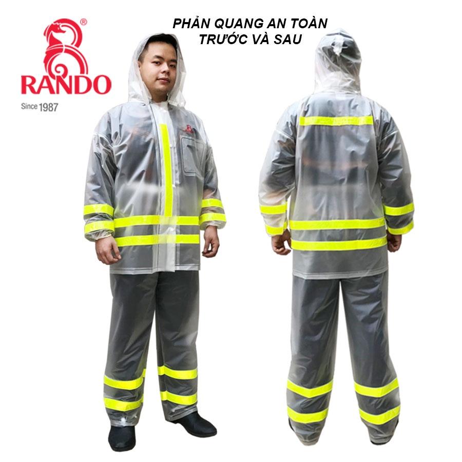 Áo Mưa Bộ Trong Suốt Có Phản Quang, Chính Hãng Rando