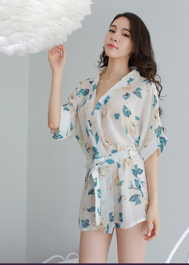 Đồ ngủ nữ sexy tinh tế kiểu áo choàng hoạ tiết hoa mẫu đơn - CDAN39