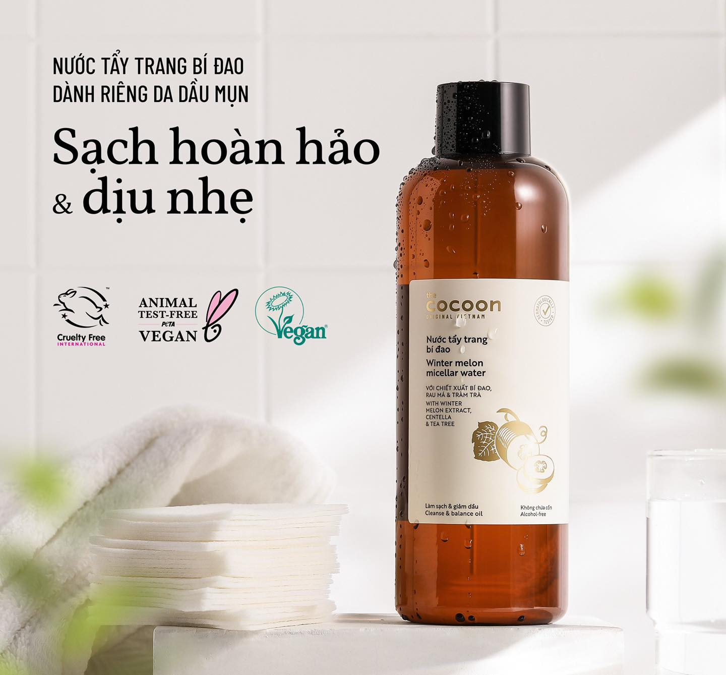 Nước tẩy trang bí đao Cocoon 500ml dành cho da dầu, da mụn thuần chay