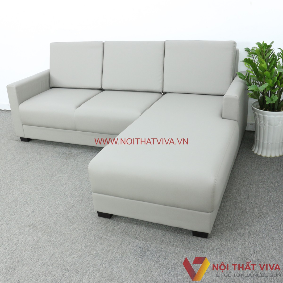 Bộ Sofa Nệm Phòng Khách Góc L Màu Ghi Xám Đẹp Hiện Đại Giá Rẻ