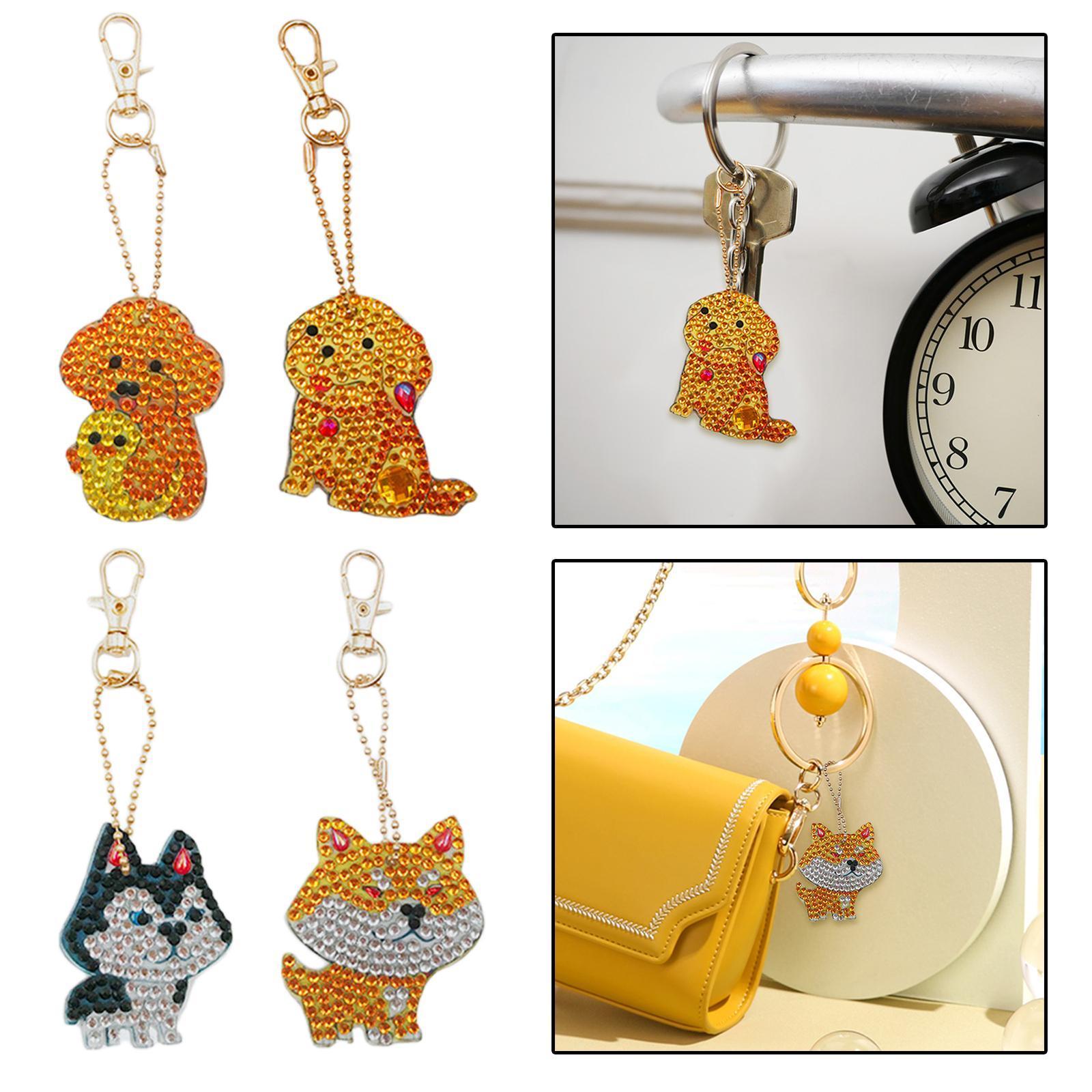 4x Keychain DIY Rhinestone Key Chain for Phone Wallet Decor