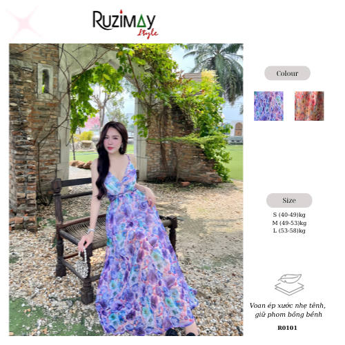 Đầm maxi Ruzimay dáng xoè R0100