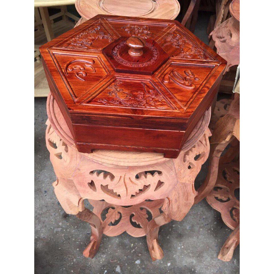 Hộp đựng bánh kẹo phúc lộc thọ gỗ hương đỏ