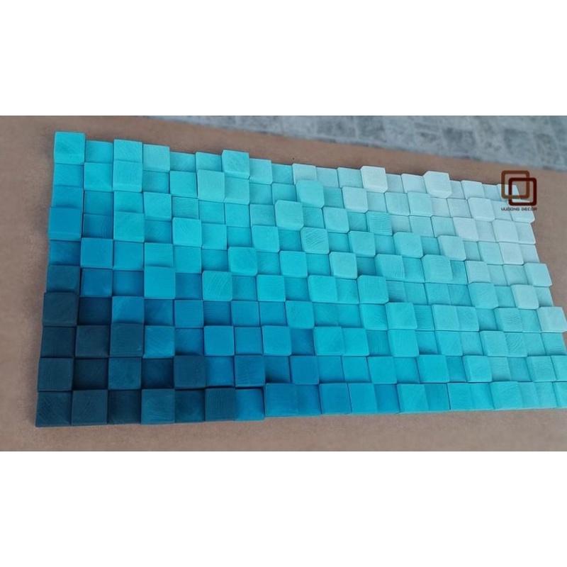 Tranh gỗ trang trí 3D tone XANH NGỌC BÍCH NHẸ NHÀNG (Wood mosaic) - (KÍCH THƯỚC 30x60, 40X80 VÀ 50cmx1M)