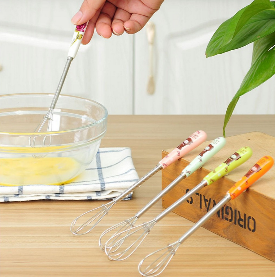 Cây đánh trứng mini hàng cao cấp - Chất liệu inox cán sứ đẹp độc đáo