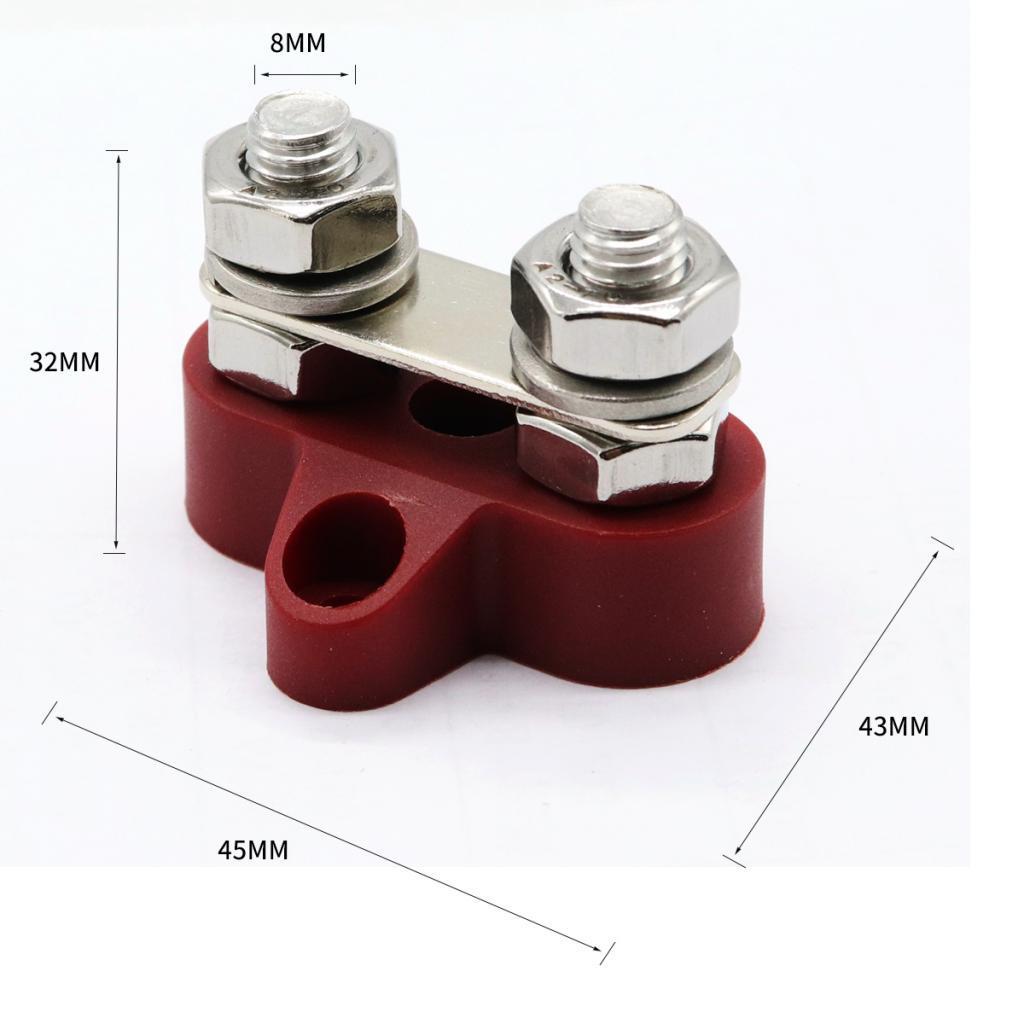 2PCS Truck Boat Bus Bar Dual M8 Terminal Positive Power Distribution Stud