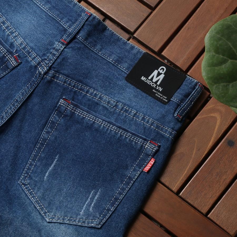 Quần short jean nam xanh cào xước GN37 Gấu Nâu