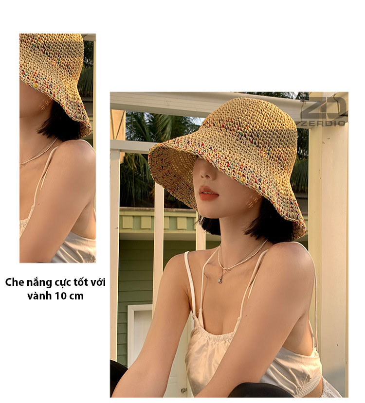 Mũ Cói Nữ, Nón Đi Biển Thoáng Khí MCNDB01 Phong Cách Hàn Quốc