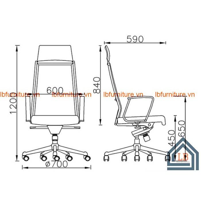 Ghế xoay lưới có tựa đầu linh hoạt dòng cao cấp LBF94A1