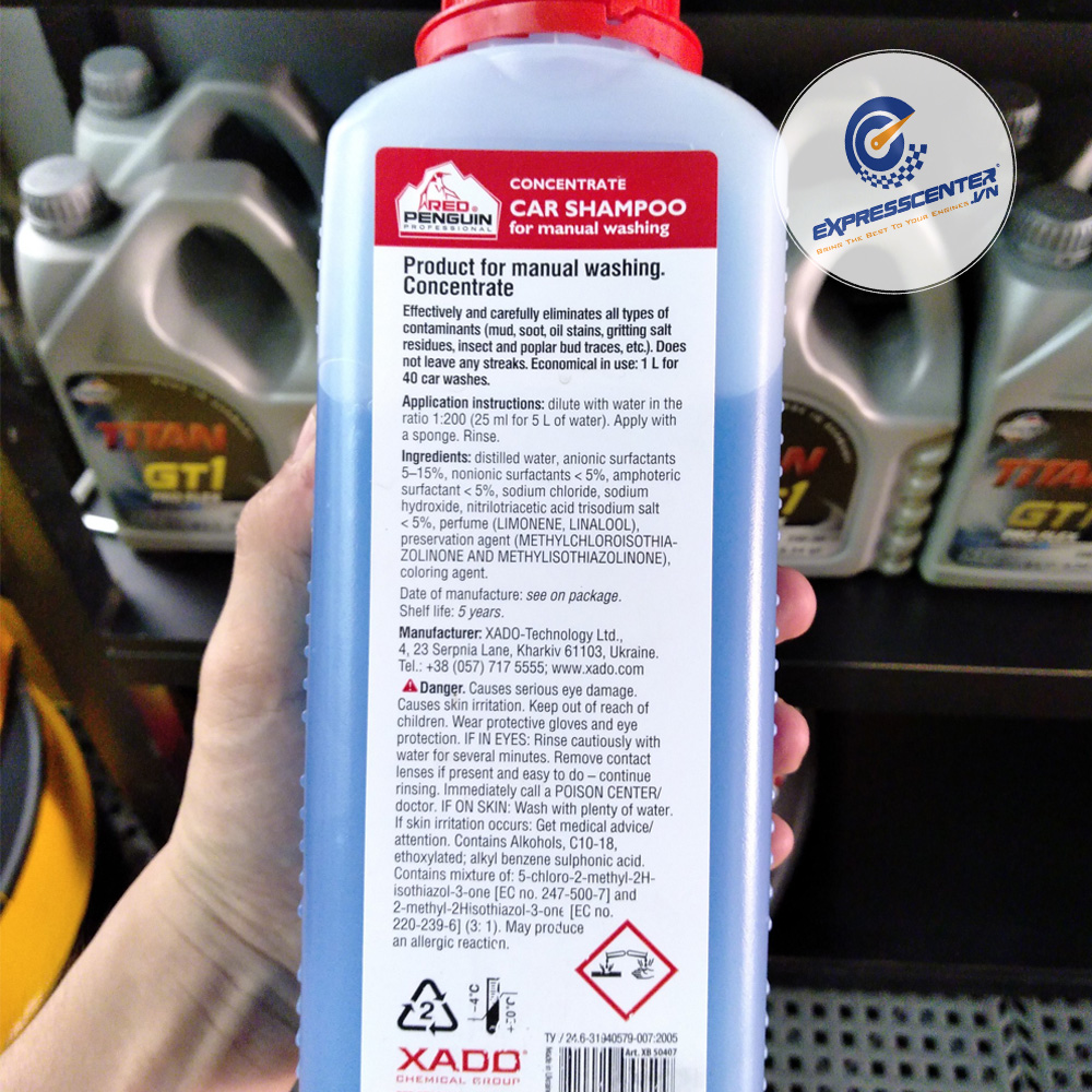 Nước rửa xe cao cấp nhập khẩu XADO Red Penguin Car shampoo for manual car washing
