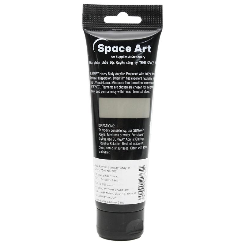 Tuýp Màu Vẽ Acrylic 75 ml - Sunway No.807 - Gray of Gray