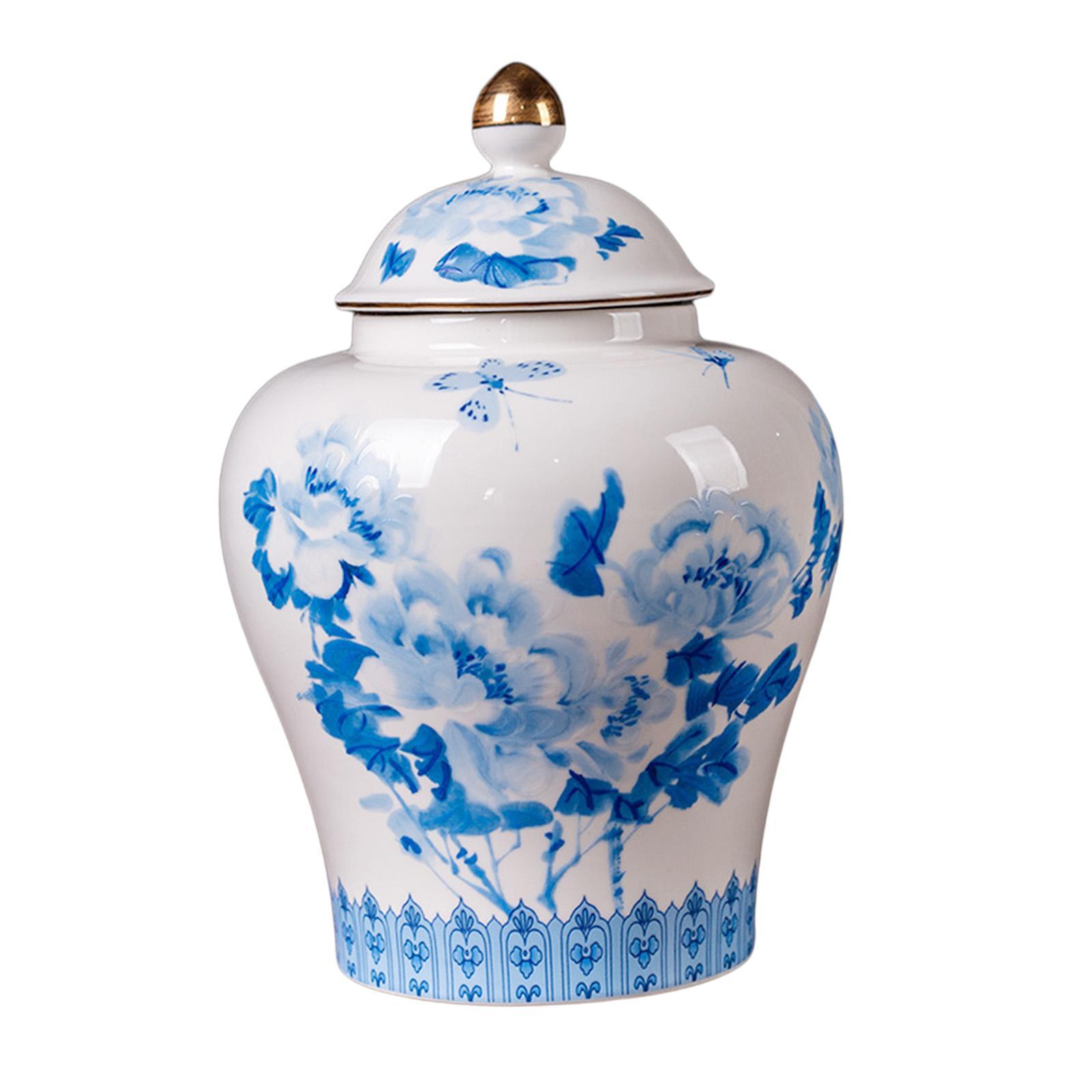 Oriental Ceramic Ginger Jar Porcelain Temple Jar  & White Tea Tin